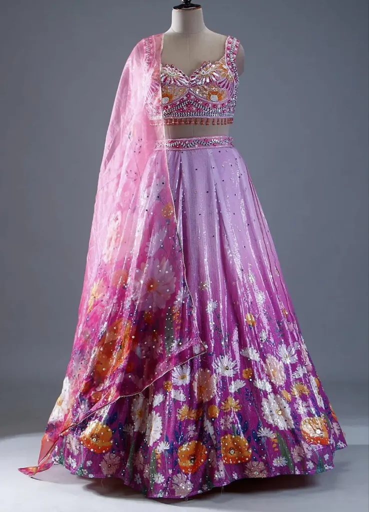 Lavender PDP Floral lehenga